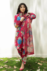 Lawn Airjet Quality 3 Piece Shirt, Trousers & Dupatta EC3