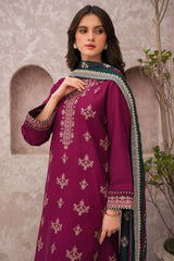 JAZMIN 3PC LAWN EMBROIDERED WITH COTTON SILK PTINT DUPATTA LC16