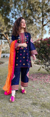 MARIA B 3PC LAWN HEAVY EMBROIDERED SHIRT WITH BAMBER CHIFFON DUPATTA LC25