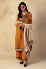 3PC DHANAK EMBROIDERED SHIRT WITH DHANAK EMBROIDERED SHAWL AND TROUSER