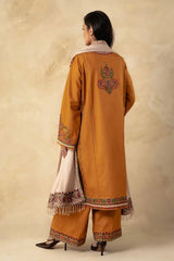 EMBROIDERED SHIRT WITH DHANAK EMBROIDERED SHAWL AND TROUSER