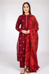 3PC DHANAK EMBROIDERED WITH PASHMINA WOOL PRINT SHAWL M1
