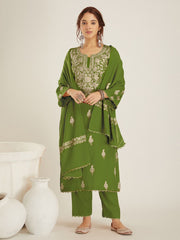 Fabric Dhanak 3 Piece Shirt Trousers Dupatta W0257