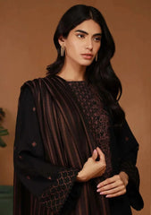 3PC DHANAK EMBROIDERED SHIRT WITH WOOL PRINT SHAWL AND TROUSER M13