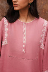 3PC DHANAK EMBROIDERED SHIRT WITH WOOL PRINT SHAWL AND TROUSER M14