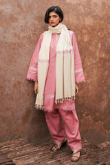 3PC DHANAK EMBROIDERED SHIRT WITH WOOL PRINT SHAWL AND TROUSER M14