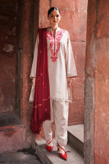 3PC DHANAK EMBROIDERED SHIRT DHANAK EMBROIDERED SHAWL AND TROUSER M19