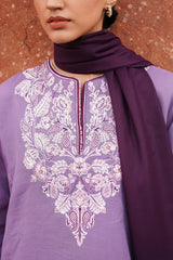 3PC DHANAK EMBROIDERED SHIRT DHANAK EMBROIDERED SHAWL AND TROUSER M21