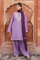 3PC DHANAK EMBROIDERED SHIRT DHANAK EMBROIDERED SHAWL AND TROUSER M21