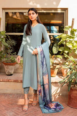 LAWN EMBROIDERED SHIRT WITH PURE SILK PRINT DUPATTA AND TROUSER  EC81