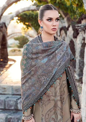 MARIA-B 3PC DHANAK EMBROIDERED SHIRT WITH WOOL PRINT SHAWL SHAWL AND TROUSER