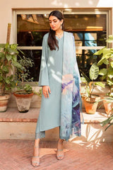 LAWN EMBROIDERED SHIRT WITH PURE SILK PRINT DUPATTA AND TROUSER  EC81