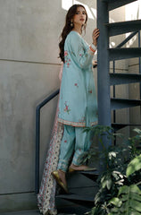 3PC SILK EMBROIDERED SHIRT WITH PRINTED DUPATTA AND EMBROIDERED TROUSER - Party Wear