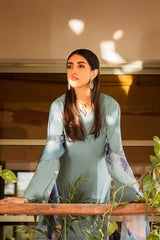 LAWN EMBROIDERED SHIRT WITH PURE SILK PRINT DUPATTA AND TROUSER  EC81