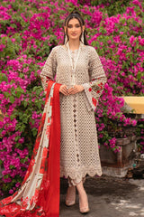 Fabric Lawn Airjet Chikankari Embroidered 3 Piece Shirt, Trousers & Dupatta EC808