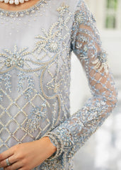 Organza full heavy embroidered spangle work front body with fully hand embellishment adha work - Party Wear