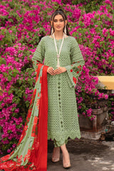 Fabric Lawn Airjet Chikankari Embroidered 3 Piece Shirt, Trousers & Dupatta EC809