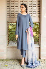 LAWN EMBROIDERED SHIRT WITH PURE SILK PRINT DUPATTA AND TROUSER EC82