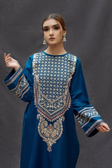 3PC DHANAK EMBROIDERED SHIRT WITH PRINTED PASHMINA SHAWL AND TROUSER MU903