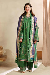 ZARA SHAH JAHAN 3PC DHANAK EMBROIDERED SHIRT WITH DHANAK EMBROIDERED DUAPTTA AND TROUSER M511