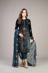 BAREEZE 3PC LAWN EMBROIDERED WITH CHIFFON EMBROIDERED DUPATTA - LD1