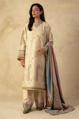 ZARA SHAH JAHAN 3PC DHANAK EMBROIDERED SHIRT WITH DHANAK EMBROIDERED DUAPTTA AND TROUSER M512