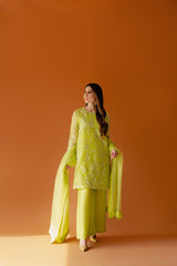 Fabric Organza With Grip Trousers Atal Inner 3 Piece Shirt, Trousers & Dupatta EC16