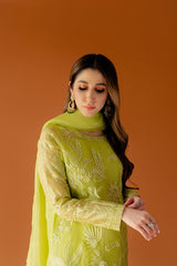 Fabric Organza With Grip Trousers Atal Inner 3 Piece Shirt, Trousers & Dupatta EC16