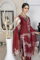 Organza 3 Piece Shirt, Trousers And Dupatta EC424