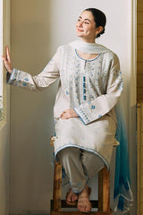 Coco By Zara Shahjahan Fabric Lawn Airjet 3 Piece Shirt, Trousers And Dupatta EC199