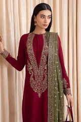 Raw silk heavy Embroidered  - Party Wear