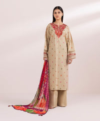 Fabric Dhanak 3 Piece Shirt Trousers Dupatta W02529